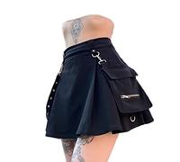 Schwarzer Rock Harajuku Punk Gothic Schwarz Hohe Taille Schwarze Frauen Sexy Patchwork Minirock Weibliche Streetwear