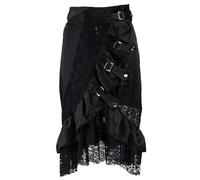 Schwarzer Spitzen-Punkrock-Gothic-Rock, unregelmäßiger Rock mit hoher Taille, Schwarz, M