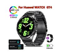 (Schwarzer Stahl) Watch GT4 für kompatible Huawei Smart Watch GPS-Tracker für Erwachsene 1,43 Zoll 466 * 466 HD-Bildschirm