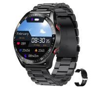 (Schwarzer Stahlstreifen) Sport Smart Watch Armband Herzfrequenz Blutdruck Fitness Tracker Wasserdicht