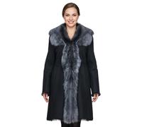 Schwarzer und silberner Trenchcoat aus toskanischem Schafveloursleder - Celeste EU 42 / UK 14