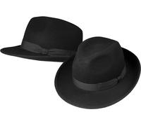 Schwarzer Wollhut in klassischer Bogart Form 62