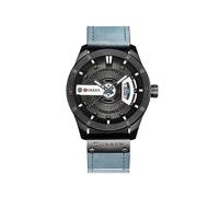 (schwarzes Gehäuse blau) CURREN M8301 Herren Militär Sportuhr Quarz Datum Uhr Leder Armbanduhr