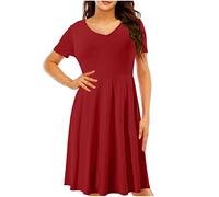 Schwarzes Kleid Damen Frühlingsangebote A-Linien Boho Kleid Kurzarm Knielanges Strandkleid 50er Jahre Rockabilly Kleid mit Blumenmuster Ärmellos Spitze Ärmellos Minikleid Knöpfle V-Ausschnitt Str