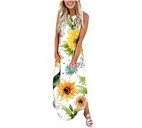 Schwarzes Kleid Damen Frühlingsangebote Baumwolle Leinen Blusenkleid Casual Freizeit Strandkleid Elegant Lange Kleid Cocktailkleid Abendkleider Maxikleid Sexy Ärmellos Punkte Kleid Spaghetti-Träg