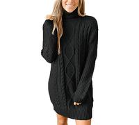 Schwarzes Kleid Damen, Silvester Kleider Damen, Winterkleider Longpullover Freizeit Langarm Kleid Pullover Kleid Winter Elegant Winterkleid Kleider Strickkleider Minikleid Herbst Pulloverkleid