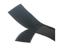 Schwarzes Klettband-Set zum Aufnähen, mit nicht klebender Rückseite, Nylongewebeverschluss, 1,6 cm - 1 m