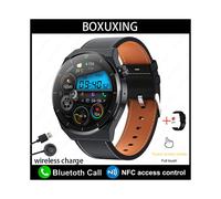 (Schwarzes Leder) Kompatible Huawei GT3 Pro Smartwatch für Erwachsene, 390 x 390 HD-Bildschirm, Herzfrequenzmessung,