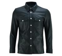 Schwarzes Lederhemd für Herren (S)
