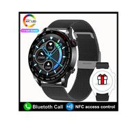 (Schwarzes Mesh-Band) Kompatibel mit Huawei NFC Smartwatch Adult Watch 3 Pro HD-Bildschirm, Herzfrequenzmessung,