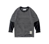 Schwarzes Shirt Kinder 152 Gestreiftes Sweatshirt für Kinder, Kleinkinder, Jungen Mädchen, Pullover, Rundhalsausschnitt, Lange Ärmel, Activewear-Oberteile, Baumwoll-T-Shirts (Black, 5-6 Years)