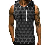 Schwarzes Tshirt Herren Herren Hemd Langarm Polohemd Herren Rundhals 3D Druck Tank Top Mit Kapuze Tunnelzug Regular Fit Muskelshirts Ärmellos Bodybuilding Gym Tank Top Poloshirt Schwarz (Grau, Xl)