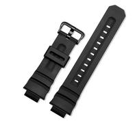Schwarzes Uhrenarmband, kompatibel mit Casio G-Shock AW-591/590/5230/282B AWG-M100/101 G-7700/7710 Herren-Armband aus Silikonharz, 16 mm(Black Black)