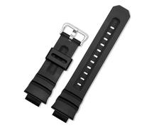 Schwarzes Uhrenarmband, kompatibel mit Casio G-Shock AW-591/590/5230/282B AWG-M100/101 G-7700/7710 Herren-Armband aus Silikonharz, 16 mm(Black Silver)