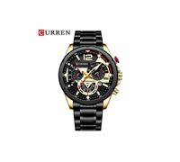 (Schwarzgold) Curren Fashion Quarzuhren Herren Casual Sport Armbanduhr mit Edelstahl Chronograph