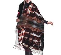 schwarzwälder Kirschtorte Damen Langer Kaschmirschal Quaste Schal Leicht und Weich Vier Jahreszeiten Mode Accessoires Halstuch, Schwarz, Einheitsgröße