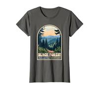 Schwarzwald Nationalpark Deutschland Retro Reise Souvenir T-Shirt, Damen, Anthrazit, XS