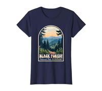 Schwarzwald Nationalpark Deutschland Retro Reise Souvenir T-Shirt, Damen, Marineblau, 3XL