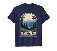 Schwarzwald Nationalpark Deutschland Retro Reise Souvenir T-Shirt, Herren, Marineblau, 4XL