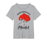 Schwarzwald Schwarzwaldmädel Bollenhut Damen Deutschland T-Shirt, Damen Große Größen, Grau Meliert, 1X