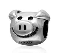 Schwein Charm 925 Sterling Silber Tier Charm Glücksbringer Geburtstag Charm Jahrestag Charm für Pandora Charm Armband, Sterling-Silber, Kein Stein