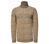Strickpullover RUSTY NEAL, Herren, Gr. L, gelb, 70% Polyacryl, 30% Baumwolle, meliert, casual, normal, hoch geschlossener Ausschnitt, Langarm, Pullover, im angesagten Kontrast-Design (30747563-L) gelb