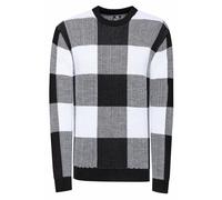 Strickpullover RUSTY NEAL Gr. L, schwarz-weiß (schwarz, weiß), Herren, 75% Polyacryl, 25% Baumwolle, kariert, Pullover, mit karierter Musterung (48208859-L) schwarz, weiß