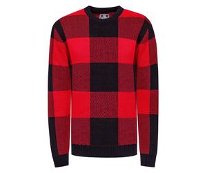 Schwerer Karo Kontrast Grobstrick Pullover L