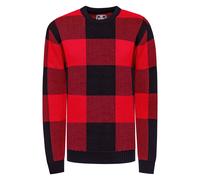 Schwerer Karo Kontrast Grobstrick Pullover XL