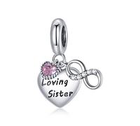 Schwester Anhänger Charm 925 Sterling Silber Charm passt für Pandora Armband Halskette