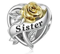 Schwester Charm für Pandora Charms Herz Blume Sterlingsilber