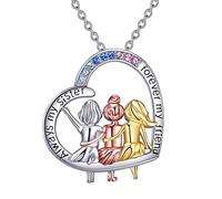 Schwestern Halskette "Always My Sister Forever My Friend" 925 Sterlingsilber Infinity Love Herz Anhänger Halskette Schmuck