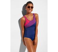 Schwimmanzug BONPRIX, Damen, Gr. 54, N-Gr, blau (dunkelblau, lila, pink), Obermaterial: 80% Polyamid, 20% Elasthan. Futter: 100% Polyester, Badeanzüge, vielseitige Größen von 38 bis 56, sportlicher St
