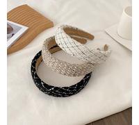 scicent Haarreif 3 Stück Gepolstert Stirnbänder für Damen Rutschfest Breites Kopfband Modische Haarreifen Stilvoll Stirnband für Damen (Schwarz+Weißes+Grau) - 12719