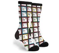 Science Fair Periodensystem isolierte Socken für Herren und Damen, lässig, verrückt, lustig, athletisch, ausgefallene Grafik, Crew-Socken, feuchtigkeitsableitendes Geschenk, siehe abbildung, One size