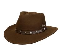 SCIPPIS Emerald - Wollfilzhut für Damen & Herren, wasserabweisend & knautschbar, Leder-Hutband mit Ziernähten, Outback/Traveller Form, braun, L