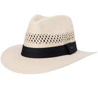 SCIPPIS Salerno - Leichter Sommerhut aus Papierstroh, Fedora/Traveller Form, luftdurchlässige Krone & schwarzes Hutband - Natur, S-XL (DE/NL/SE/PL, Alphanumerisch, XL, Natur)