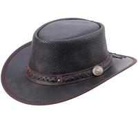 SCIPPIS Springbrook Air - Unisex Lederhut, knautschbar, atmungsaktiv mit Luftzirkulation - Perfekt für Outdoor & Reisen (DE/NL/SE/PL, Alphanumerisch, L, Braun)