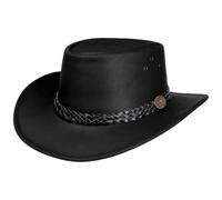 Scippis Wallaroo Lederhut Westernhut Cowboyhut Rindslederhut (M (56-57 cm) - schwarz)