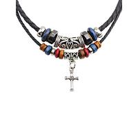 SCJJZ halskette herren,kette herren,lederband kette,fossil armband herren,fossil kette herren,Herren Lederhalskette, Herren Halskette Kreuz Persönlichkeit Anhänger Halskette