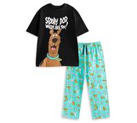 Scooby-Doo! Herren-Pyjama-Set, schwarz, Kurzarm, Lange Beine, Cartoon-Schlafanzug | Bequeme Nachtwäsche für die Nacht