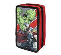 Scooli Marvel Avengers Tripledecker - gefülltes Federmäppchen mit Eberhard Faber Stiften - stylische Federmappe mit Motiv - Schlamperbox für Buntstifte und Bleistifte - ideal für den Schuleinsatz