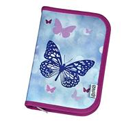 Scooli Schmetterling Motiv Schüleretui - gefülltes Federmäppchen mit Eberhard Faber Stiften - stylische Federmappe mit Motiv - Stiftebox für Buntstifte und Bleistifte - ideal für die Schule