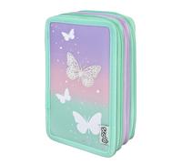 Scooli - Tripledecker Schüleretui Butterfly Wishes - Großes Schüleretui mit hochwertigen Stiften - praktisch und funktional - für die Schule und unterwegs - hochwertige Qualität - ab 6 Jahren