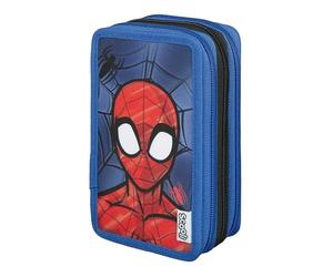 Scooli - Tripledecker Spider Man - Gefülltes Schüleretui mit hochwertigen Stiften & Zubehör - Ideal für Schule, Freizeit und unterwegs - ab 6 Jahren