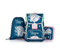 SCOOLSTAR Schulranzen Einhorn Mädchen 1 Klasse Tornister Schulrucksack Schultasche SET 3 teilig inkl. Federmäppchen und Sportbeutel für Grundschule super leicht !