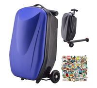 Scooter Koffer Handgepäck Hardshell Aufsitzgepäck Leichte Tragbare Reisetasche mit Rollen für Flughäfen und Pendeln, Faltbar und Abnehmbar für Erwachsene und Kinder, blau (1)