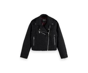 Scotch & Soda Boucle Tweed Biker Jacket Evening Black Größe: S | Lederjacken Outlet | Damen | Schwarz