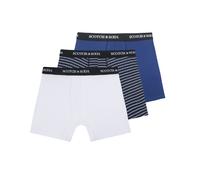 SCOTCH&SODA Herren Boxershorts, 3er Pack - Solid Cotton Stretch Blau/Weiß XL
