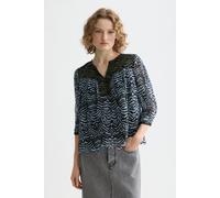 Scotch & Soda Contrast Yoke Short Sleeve Top Ikat Feather Blue Größe: 36 | Longsleeves Outlet | Damen | Blau